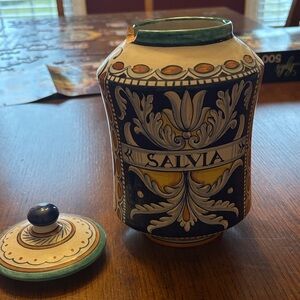 Deruta Ceramic Salvia Jar with Lid